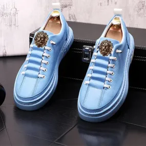 Men's Autumn Genuine Leather Solid Waterproof Hip Hop Casual Shoes