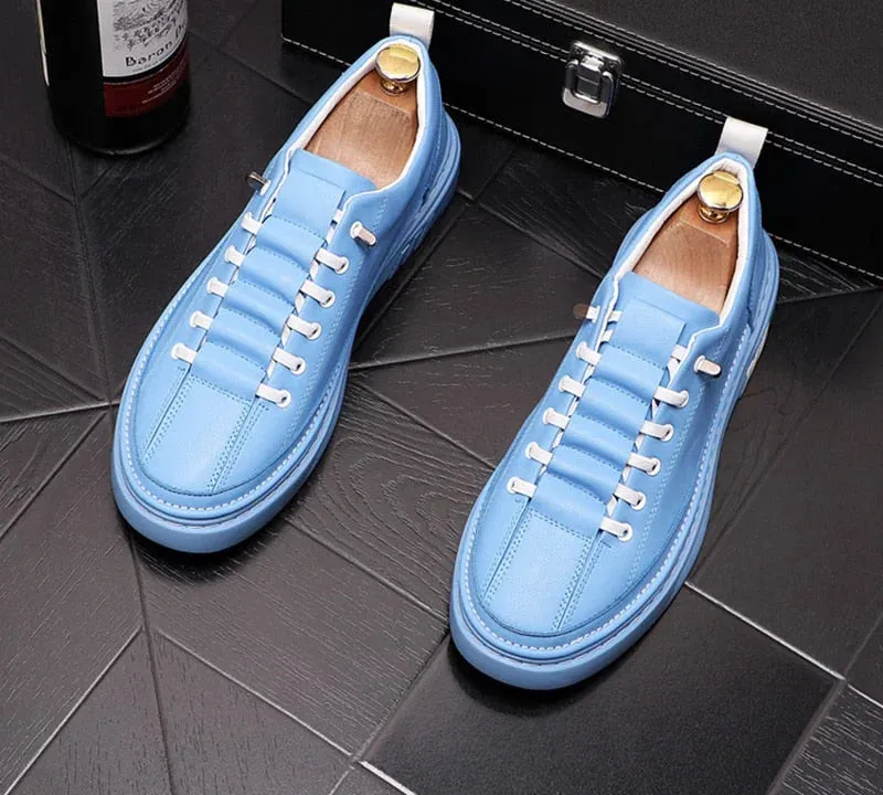 Men's Autumn Genuine Leather Solid Waterproof Hip Hop Casual Shoes