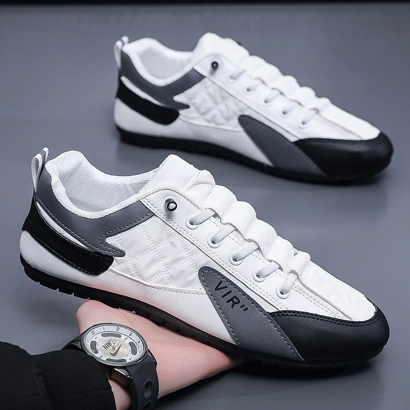 Men's White Color Casual Striped Breathable Slip On Vulcanized Shoes