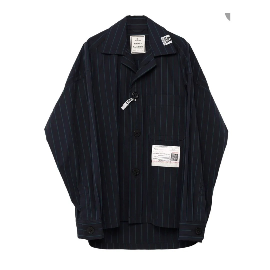 MIHARAYASUHIRO  |Stripes Unisex Long Sleeves Plain Cotton Oversized Shirts