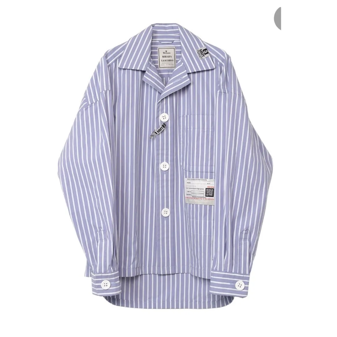 MIHARAYASUHIRO  |Stripes Unisex Long Sleeves Plain Cotton Oversized Shirts