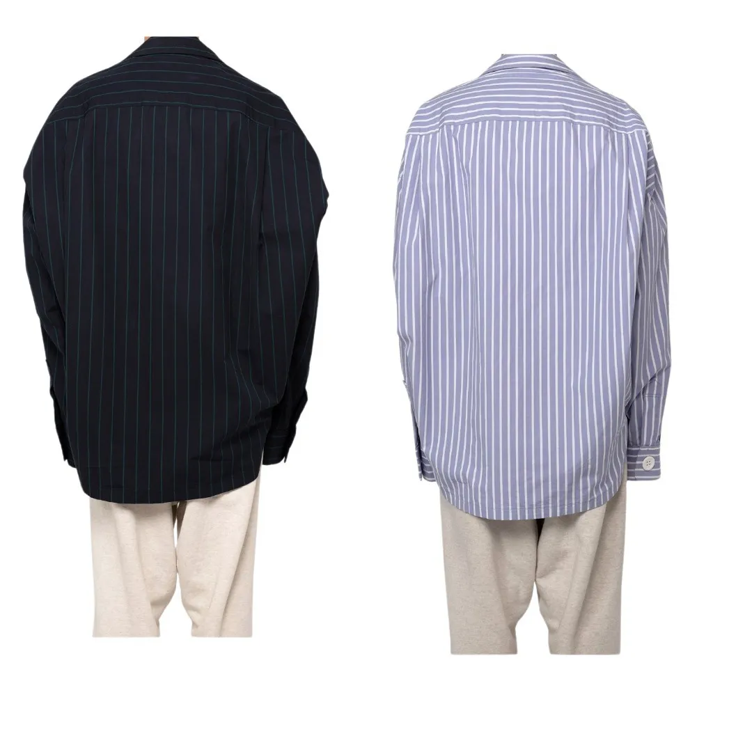 MIHARAYASUHIRO  |Stripes Unisex Long Sleeves Plain Cotton Oversized Shirts