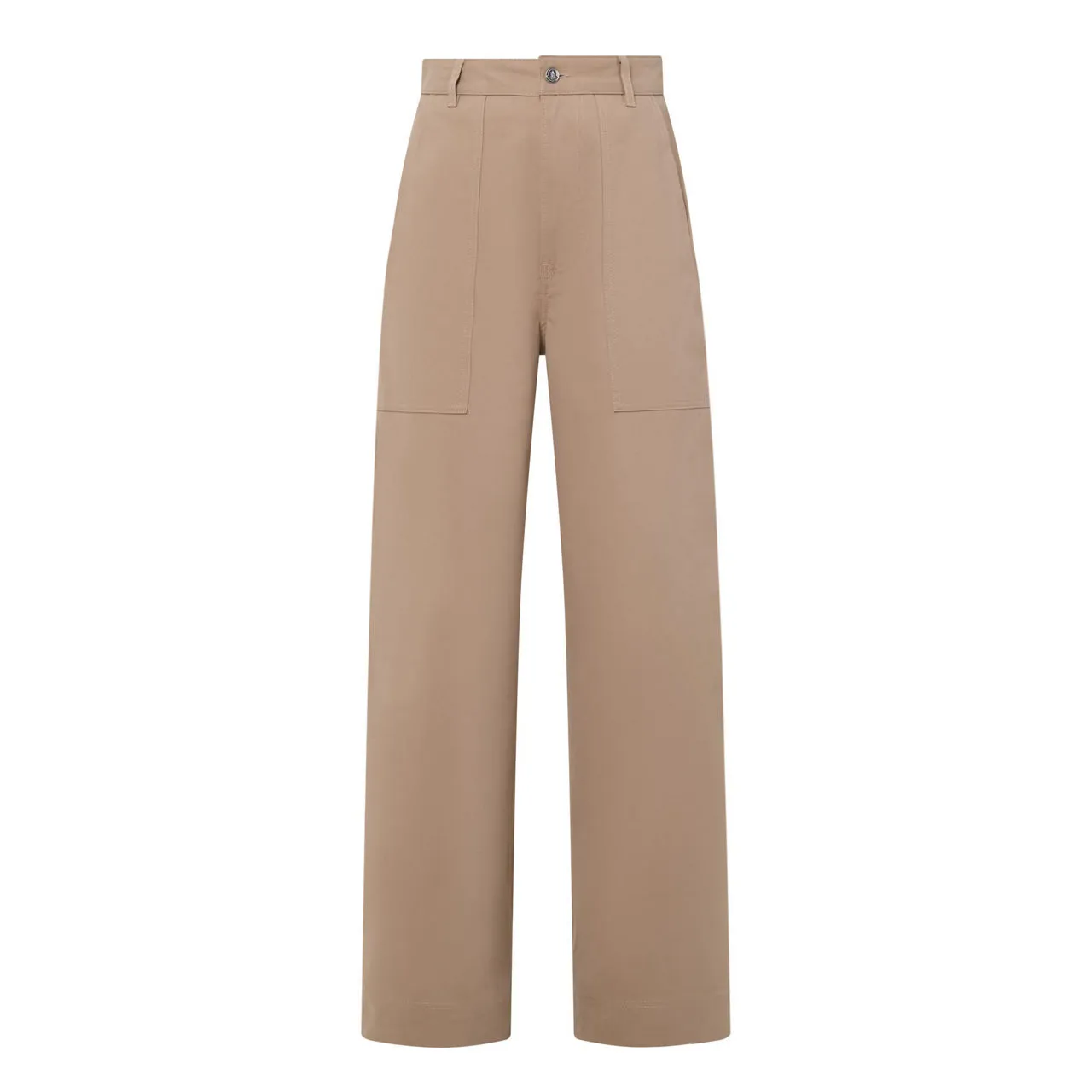 MONCLER High-Rise Wide Leg Trousers - Beige