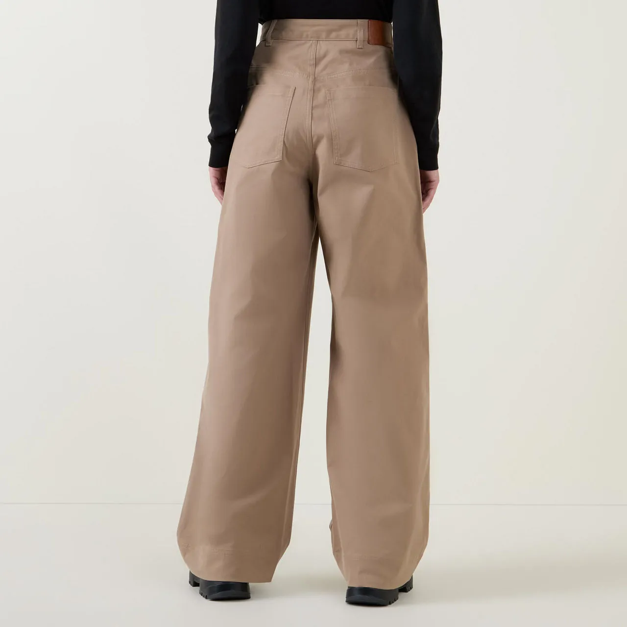 MONCLER High-Rise Wide Leg Trousers - Beige