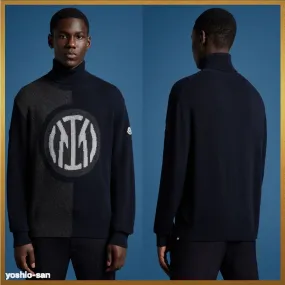 MONCLER  |Wool Cashmere Street Style Long Sleeves Logo