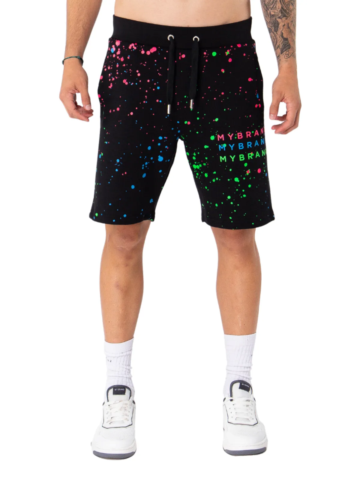 Neon Paint Splash MB Shorts Black | BLACK