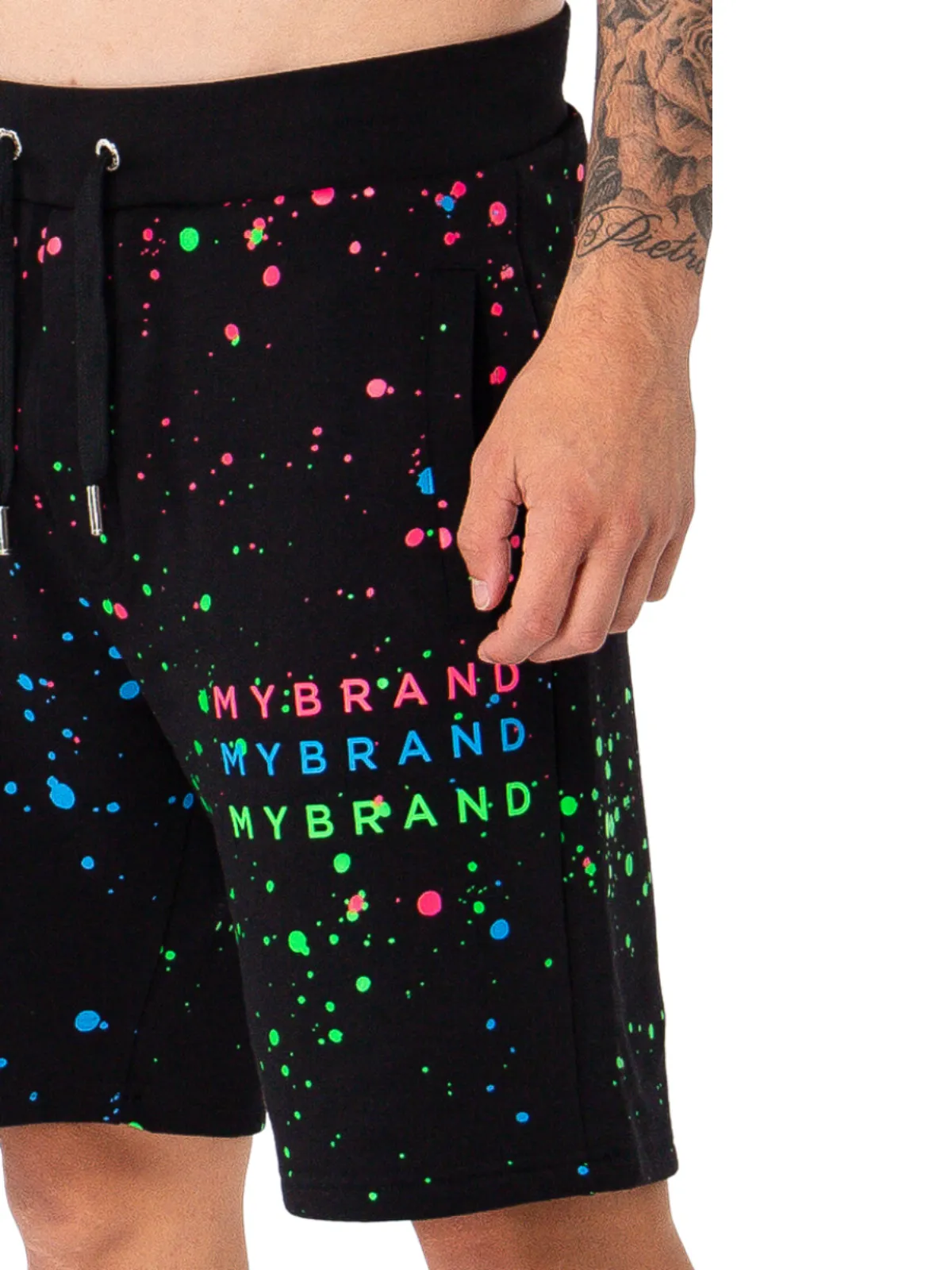 Neon Paint Splash MB Shorts Black | BLACK