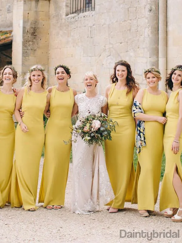 New Arrival Yellow Mermaid Bridesmaid Dress, Sleeveless Charming Sheath Bridesmaid Dress,DB10341