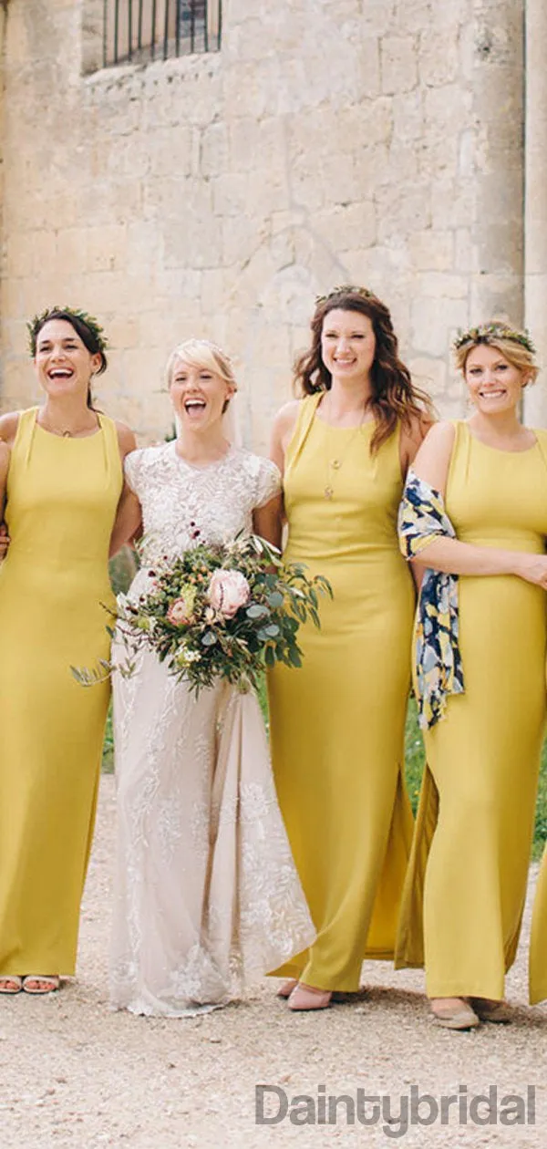 New Arrival Yellow Mermaid Bridesmaid Dress, Sleeveless Charming Sheath Bridesmaid Dress,DB10341