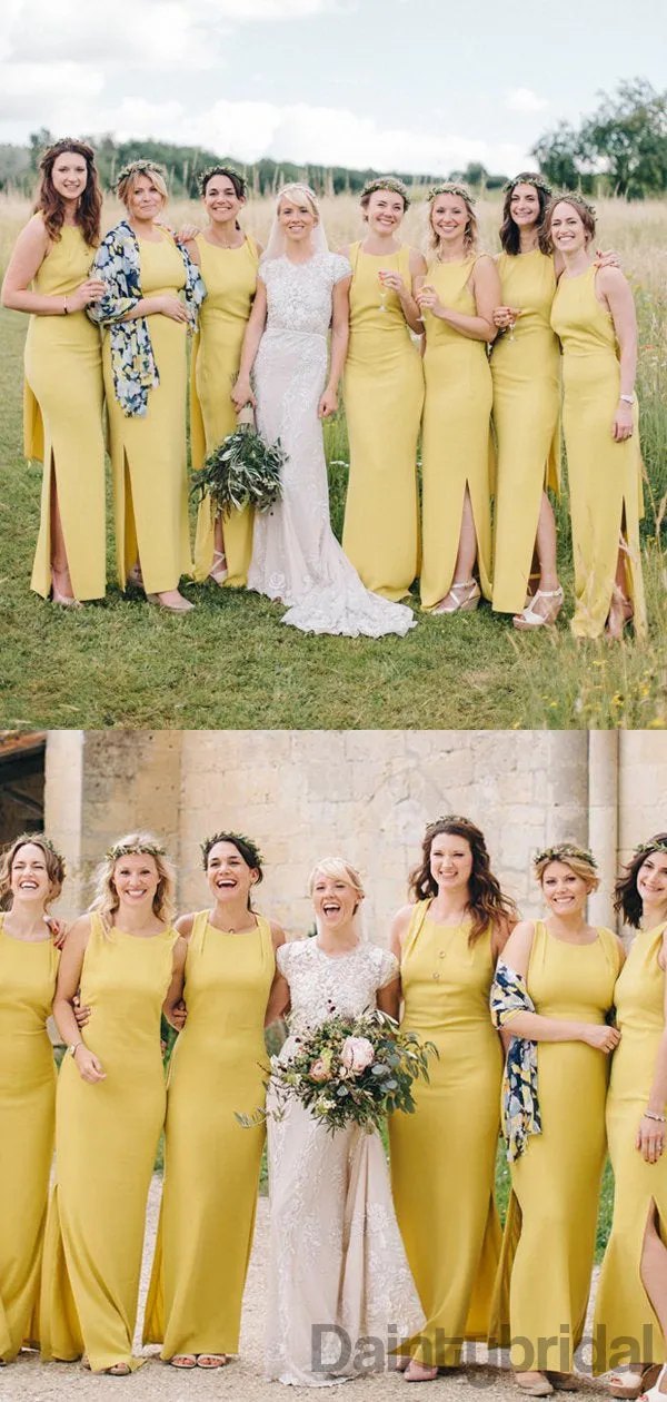 New Arrival Yellow Mermaid Bridesmaid Dress, Sleeveless Charming Sheath Bridesmaid Dress,DB10341