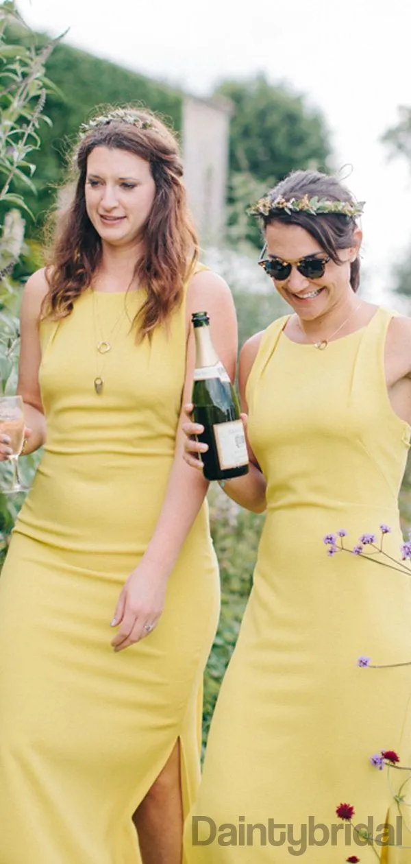 New Arrival Yellow Mermaid Bridesmaid Dress, Sleeveless Charming Sheath Bridesmaid Dress,DB10341