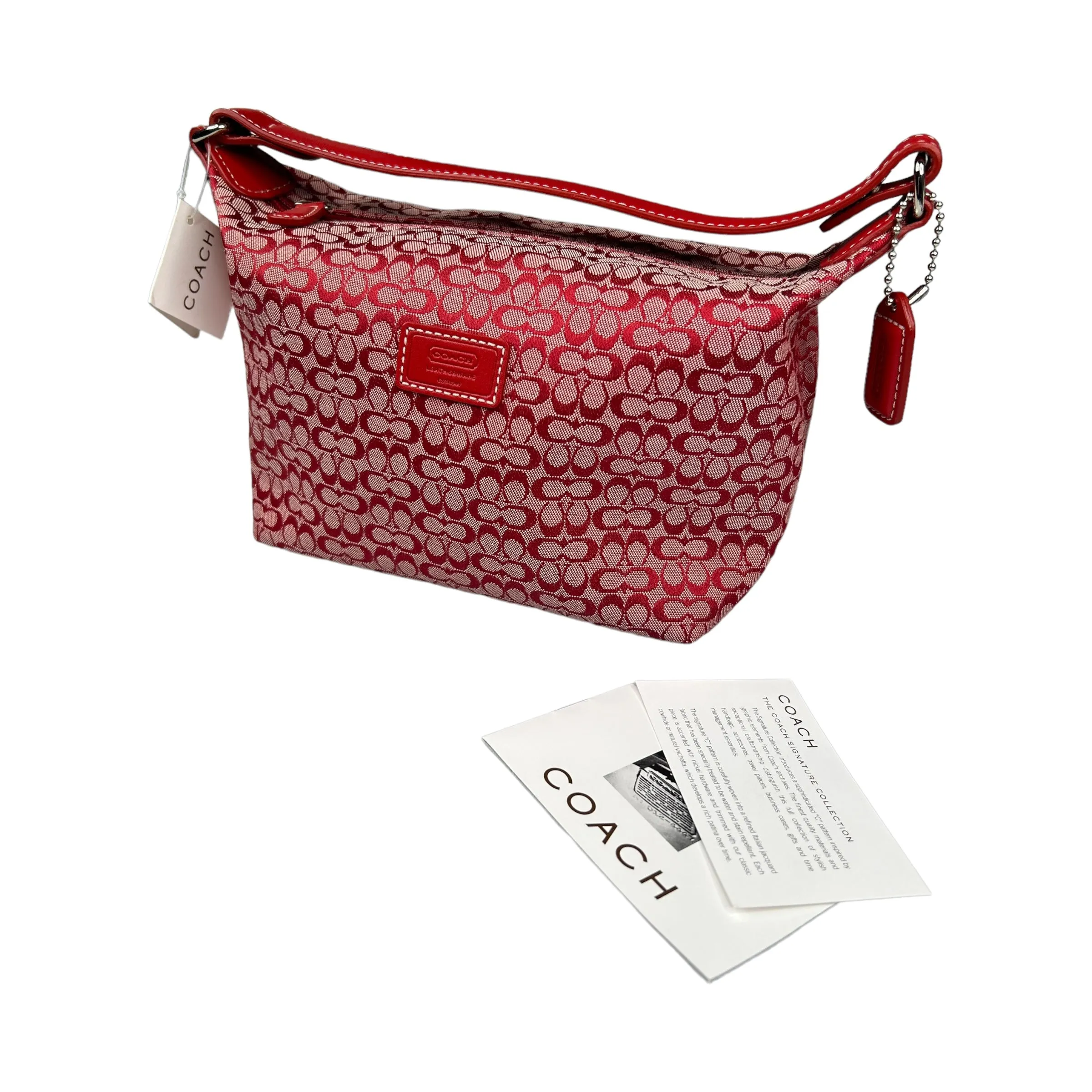 (NEW) COACH MINI SIGNATURE CANVAS SHOULDER BAG - RED / RED