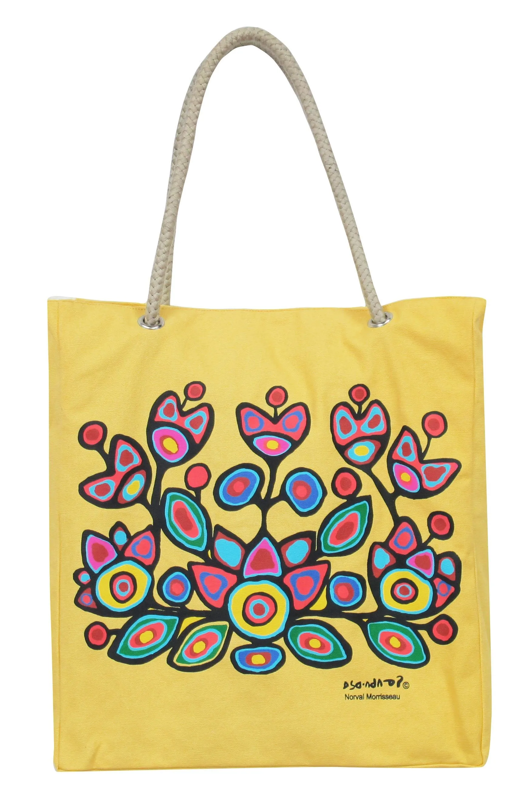 Norval Morrisseau Floral on Yellow Eco-Bag