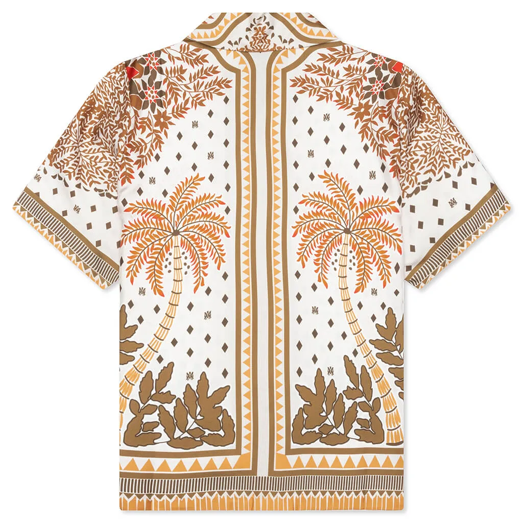 Palm Tree Bowling Shirt - Copper Brown