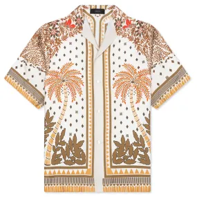 Palm Tree Bowling Shirt - Copper Brown