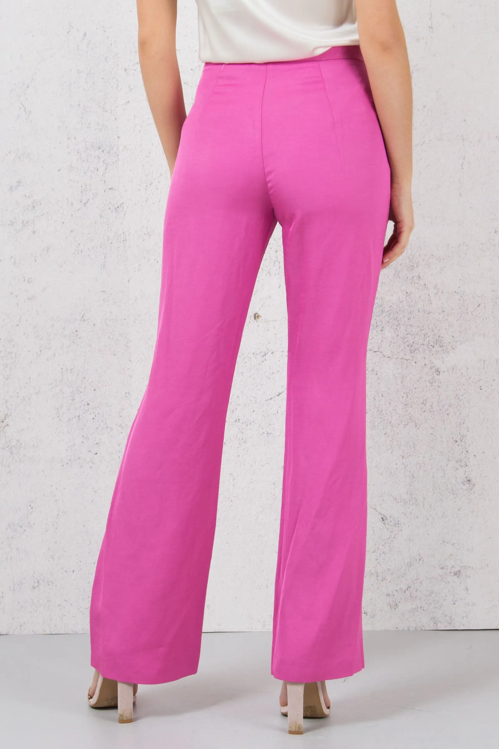 Pantalone Palazzo Misto Lino Rosa