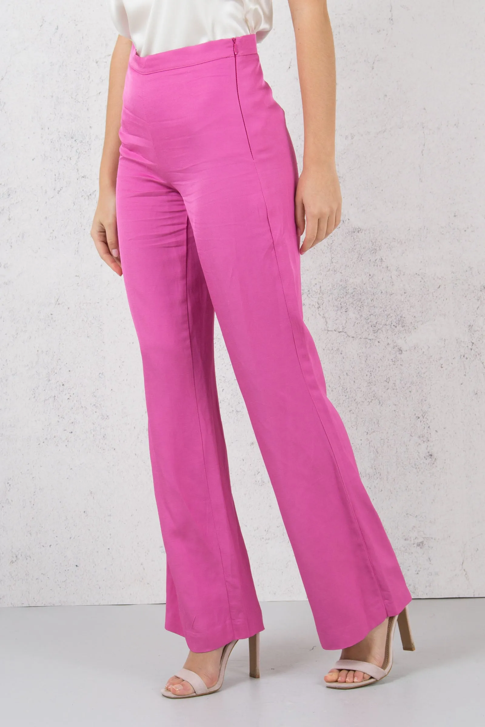 Pantalone Palazzo Misto Lino Rosa