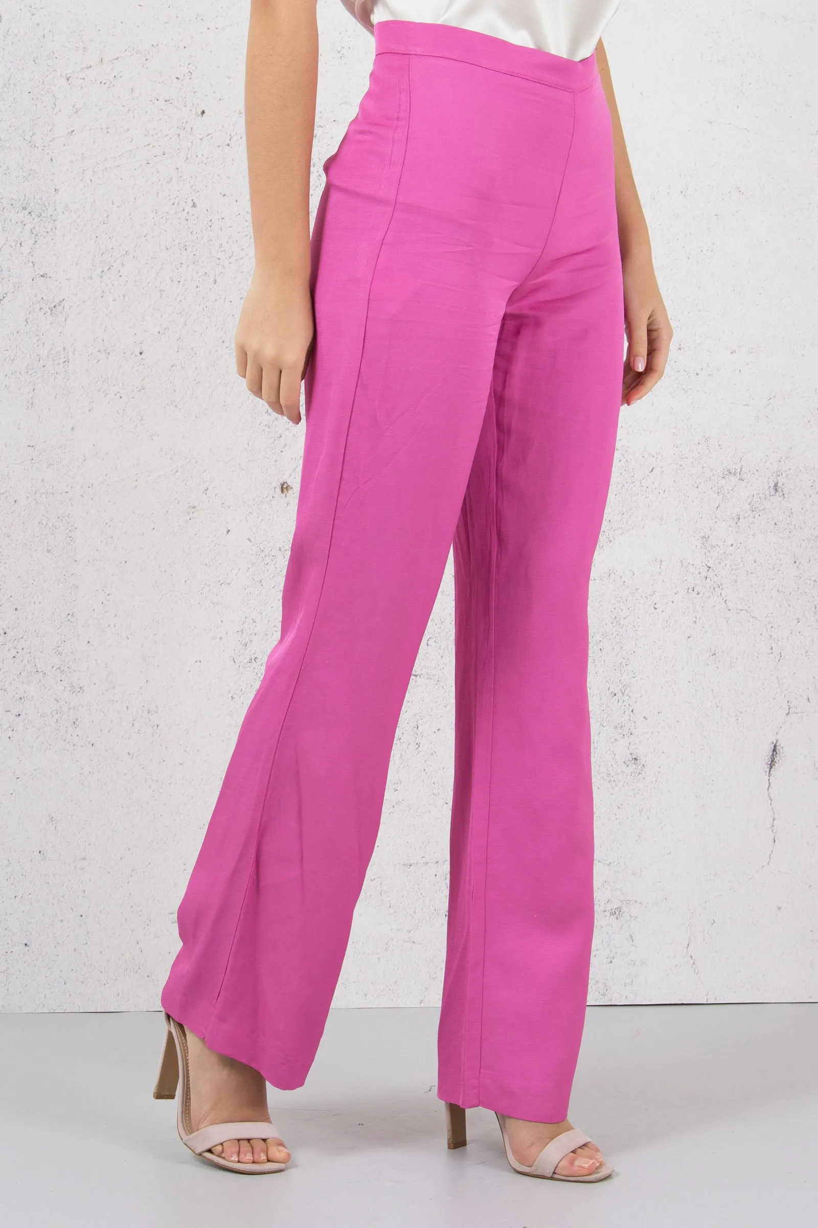 Pantalone Palazzo Misto Lino Rosa