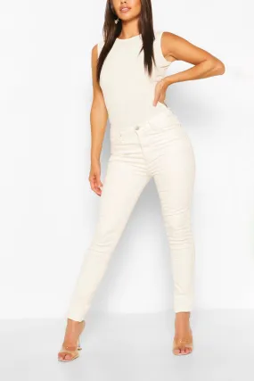 Petite High Rise Ecru Skinny Jeans