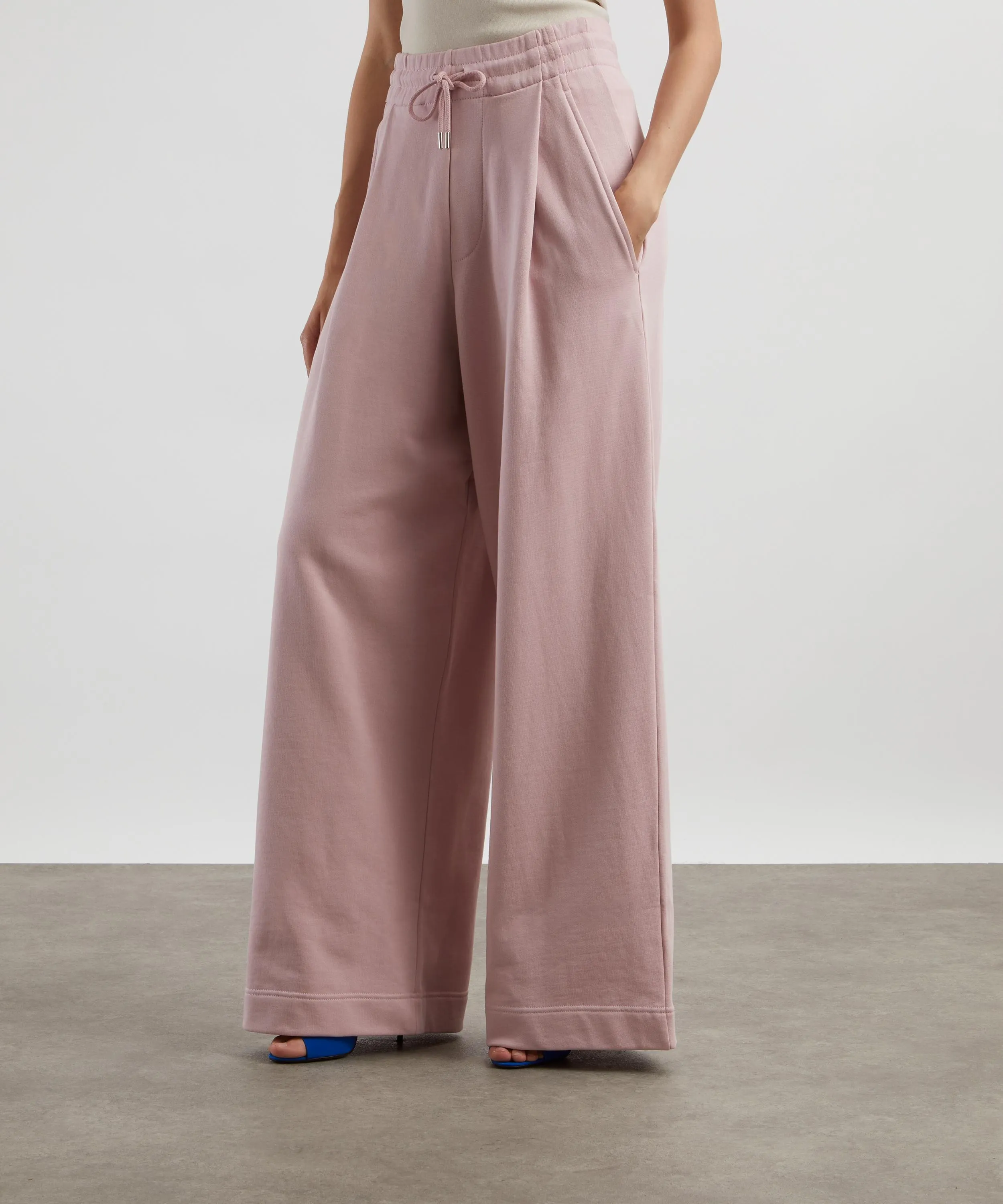 Pink Drawstring Wide Leg Trousers