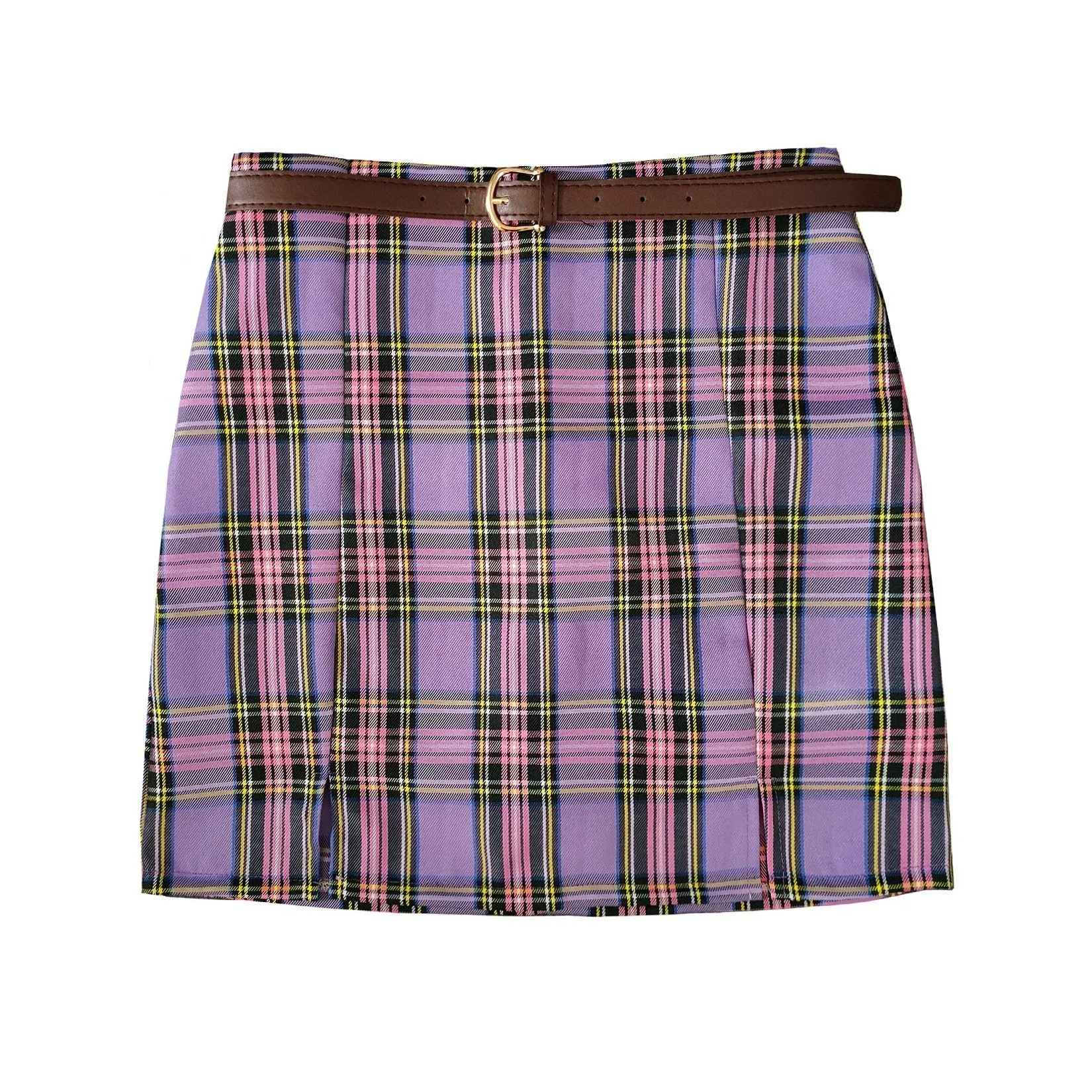 Plaid Pencil Skirts Women's High Waist Mini Skirts Lining With Shorts