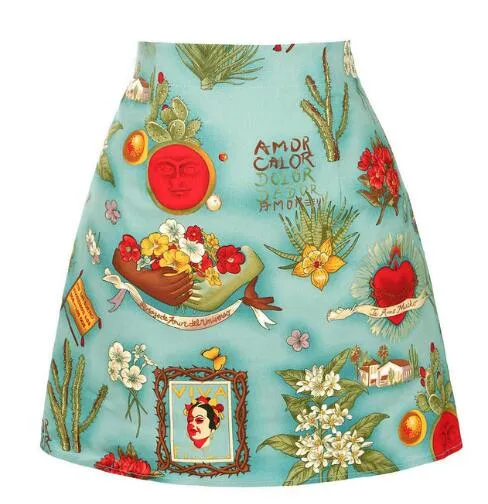 Retro Vintage Women Summer Bodycon Short Mini Skirts High Waist Floral Print Pencil Skirts 50s Ladies Female Clubwear Bottoms