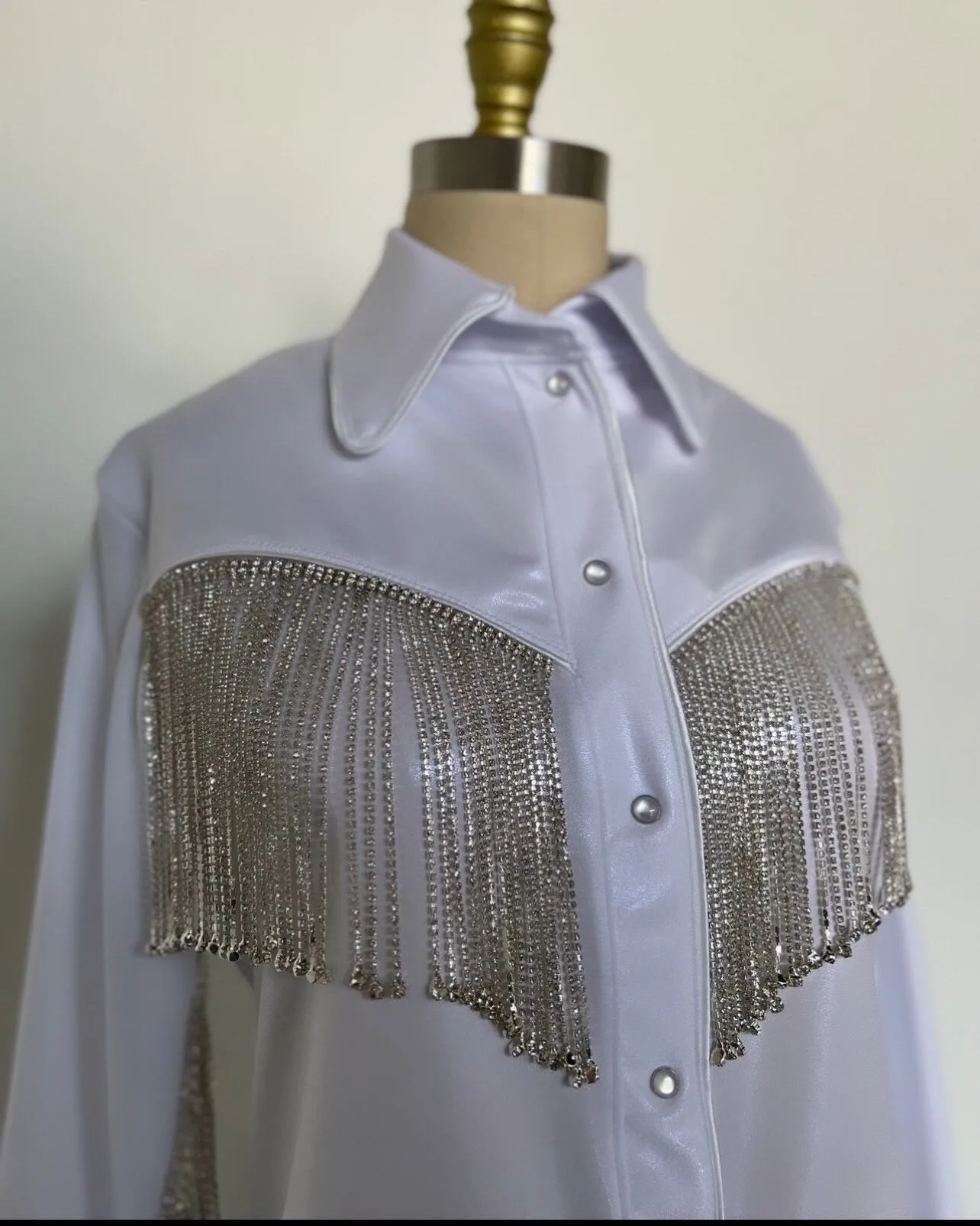 Rhinestone Fringe Pearl Snap Western Shirt