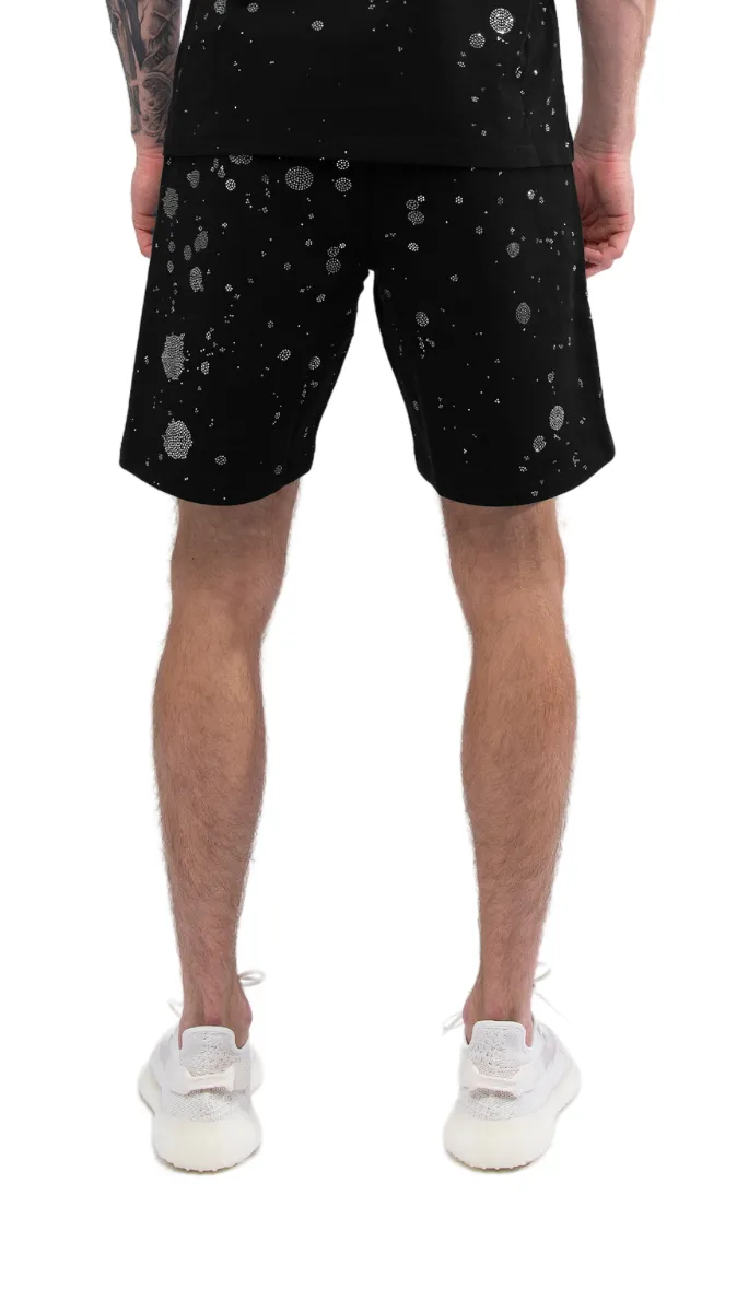 Rhinestone splash mb shorts | BLACK