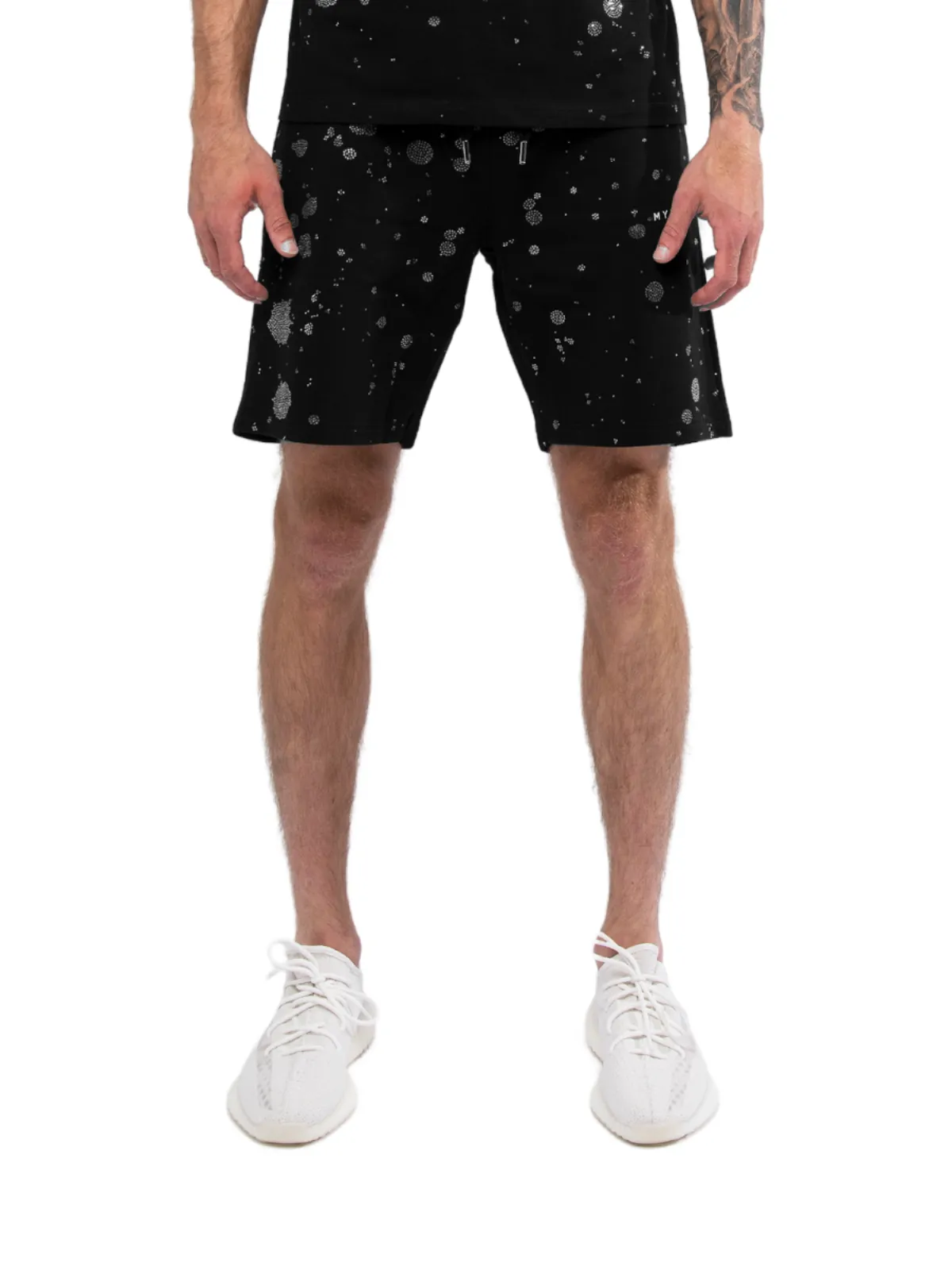 Rhinestone splash mb shorts | BLACK