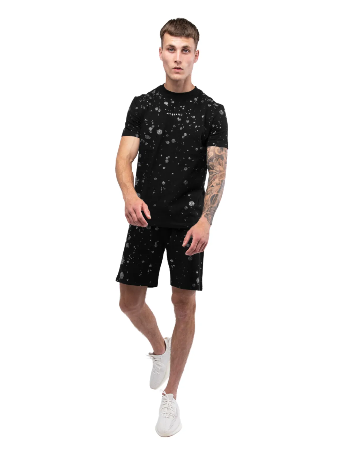 Rhinestone splash mb shorts | BLACK