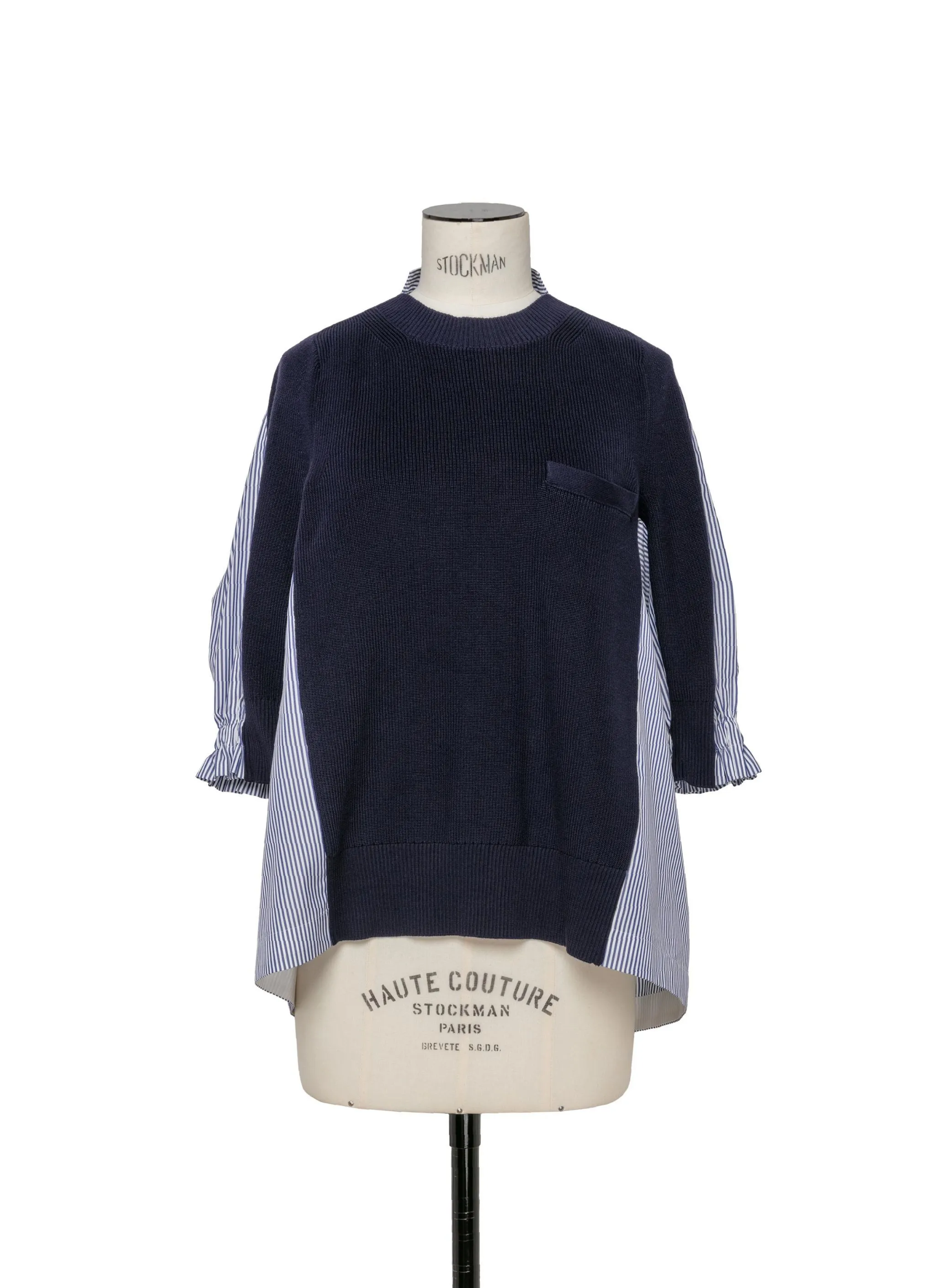 sacai  |Casual Style Long Sleeves Cotton V-neck & Crew neck