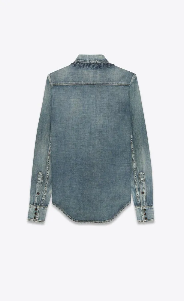 Saint Laurent  |Casual Style Denim Long Sleeves Plain Cotton Elegant Style