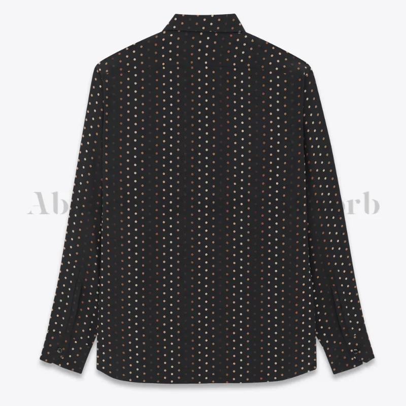 Saint Laurent  |Dots Silk Long Sleeves Luxury Shirts