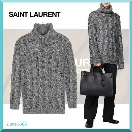 Saint Laurent  |Long Sleeves Plain Luxury Sweaters