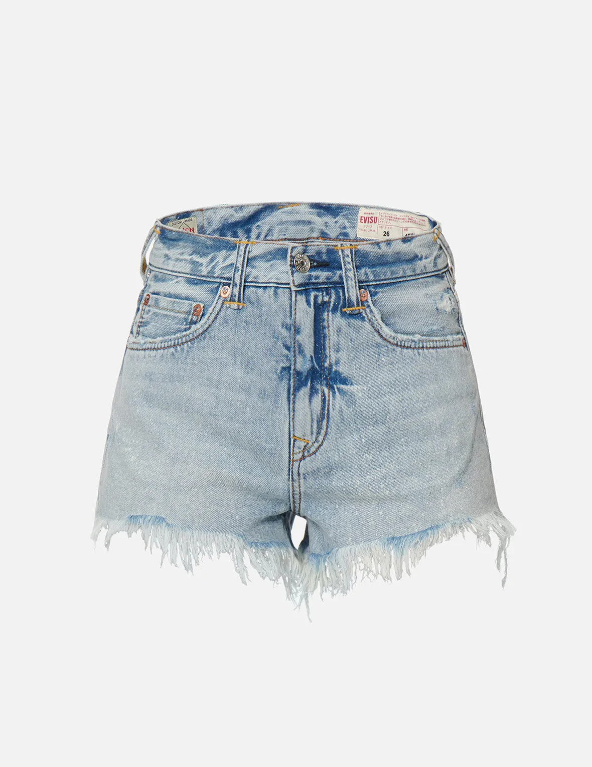 Seagull and Slogan Print Denim Shorts