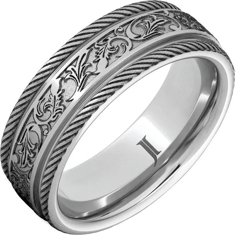 Serinium Latigo Pattern Ring with Rope Edges