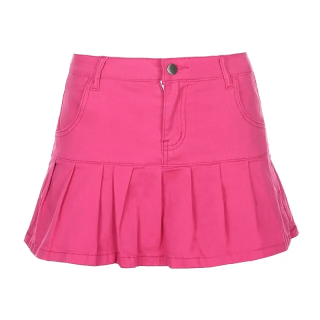 Short A-Line Denim Skirt For Women Pocket Above Knee Skirt Mini Skirts