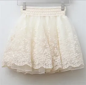 Skirt New  Korean Full Lace Embroidery Tulle Skirt Mini Skirts Fashion Woman Skirts Pleated Skirt 20217 SM6