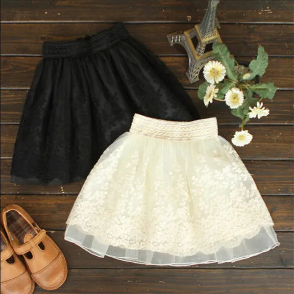 Skirt New  Korean Full Lace Embroidery Tulle Skirt Mini Skirts Fashion Woman Skirts Pleated Skirt 20217 SM6