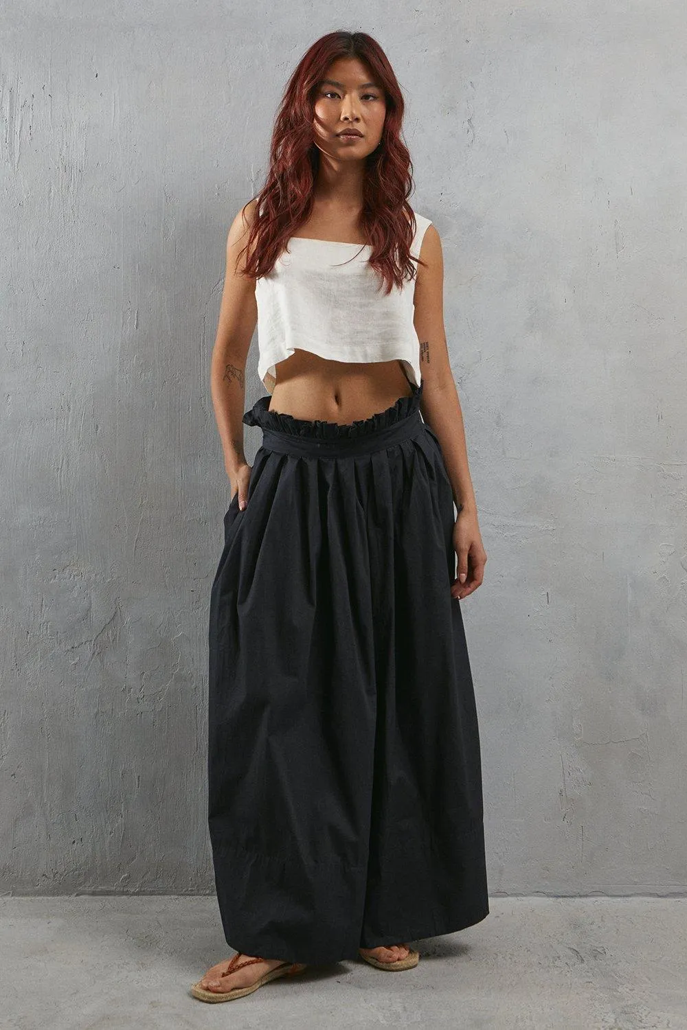 Skirts | Poplin Volume Midi Skirt | Warehouse