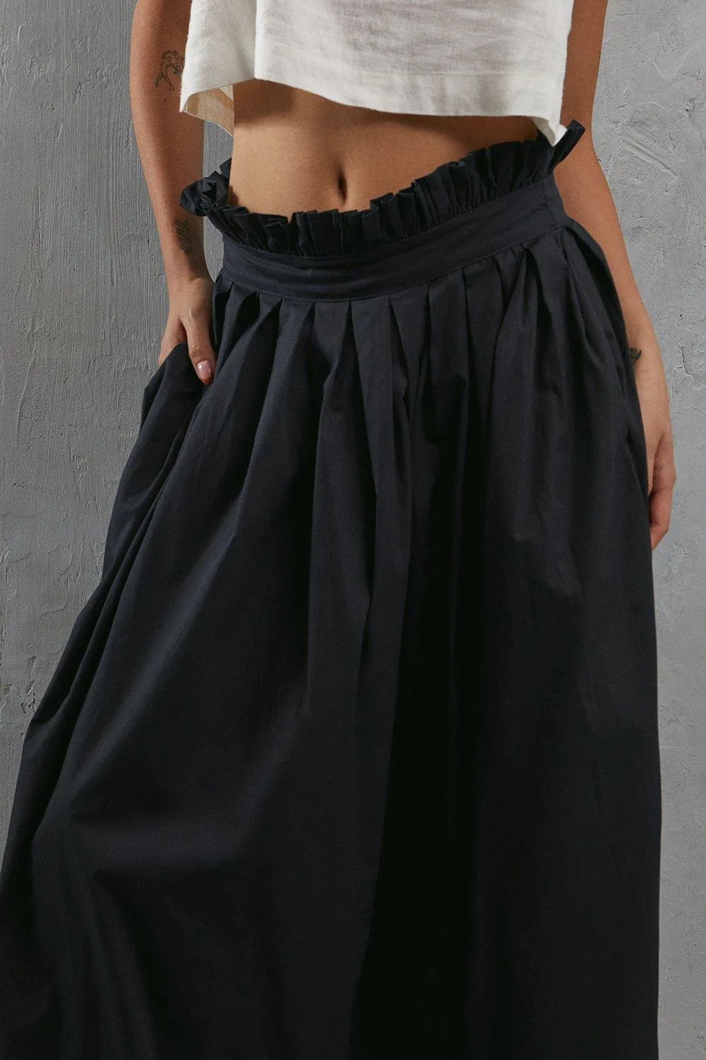 Skirts | Poplin Volume Midi Skirt | Warehouse