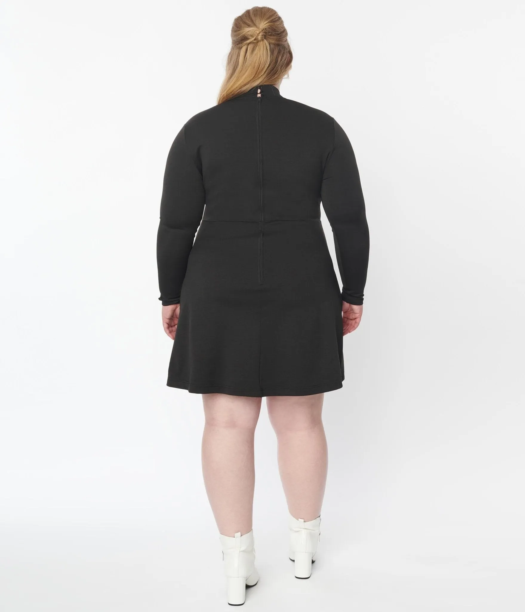 Smak Parlour Plus Size Black Mock Turtleneck Fit & Flare Dress