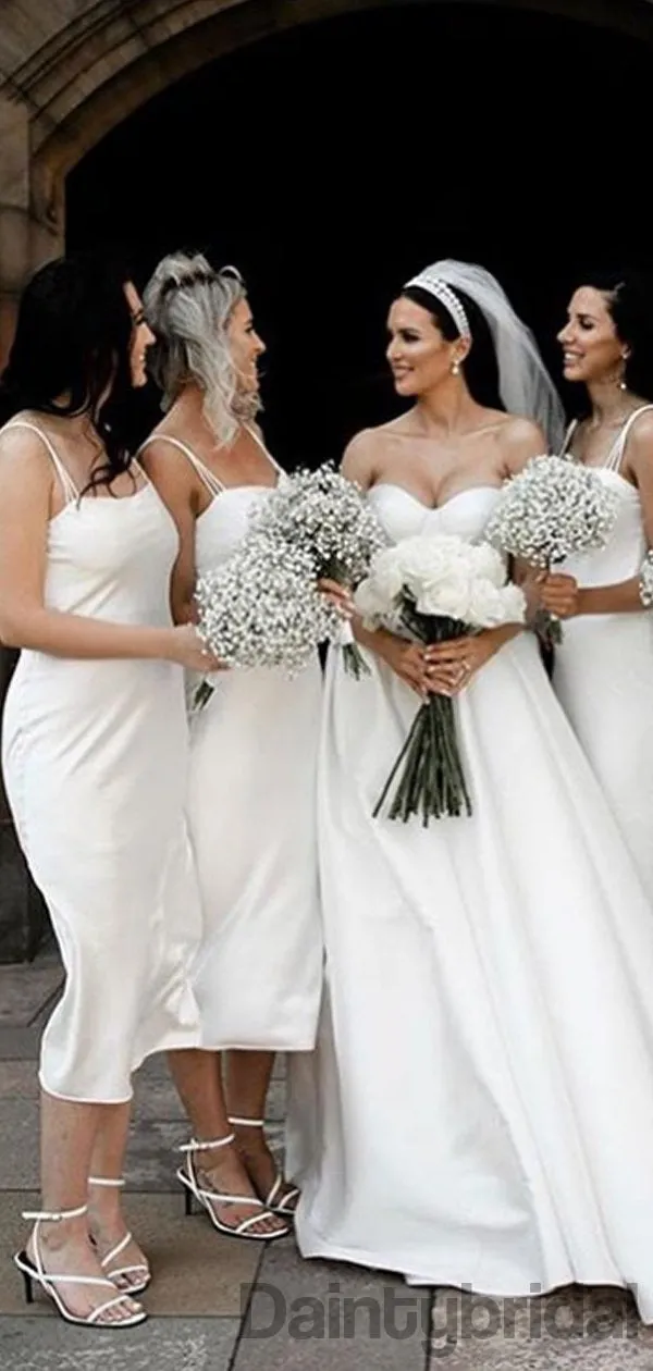 Spaghetti Strap Knee Length Long Bridesmaid Dresses.DB10311