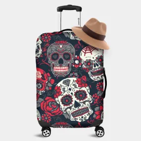 Sugar Skull Red Rose Printed Luggage Cover