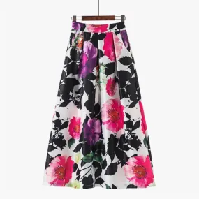 Summer High Waist Long Printed A-Line Floral Casual Beach Faldas Boho High Waist Holiday Maxi Skirts