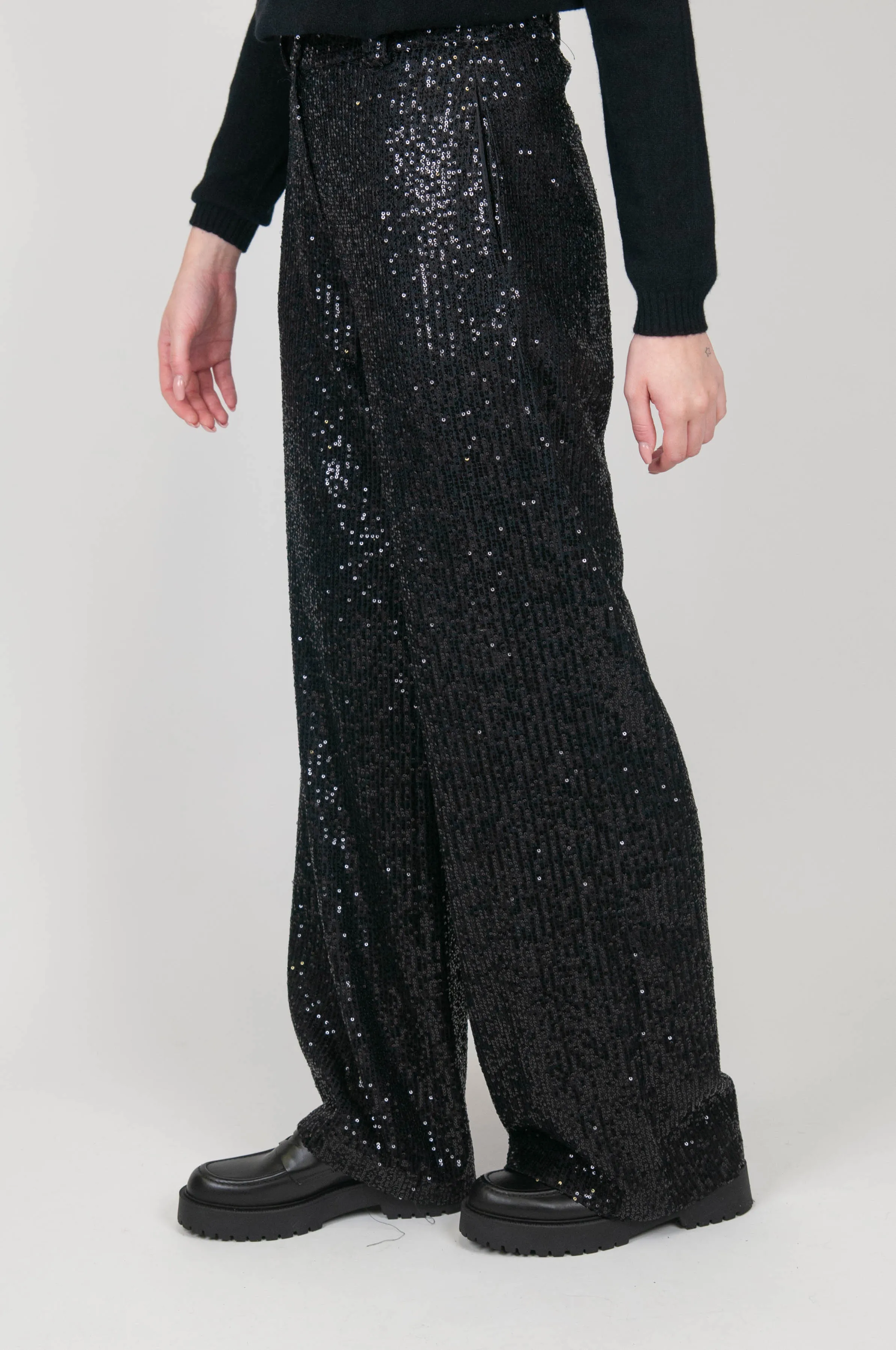 Tensione in - Pantalone a palazzo in paillettes