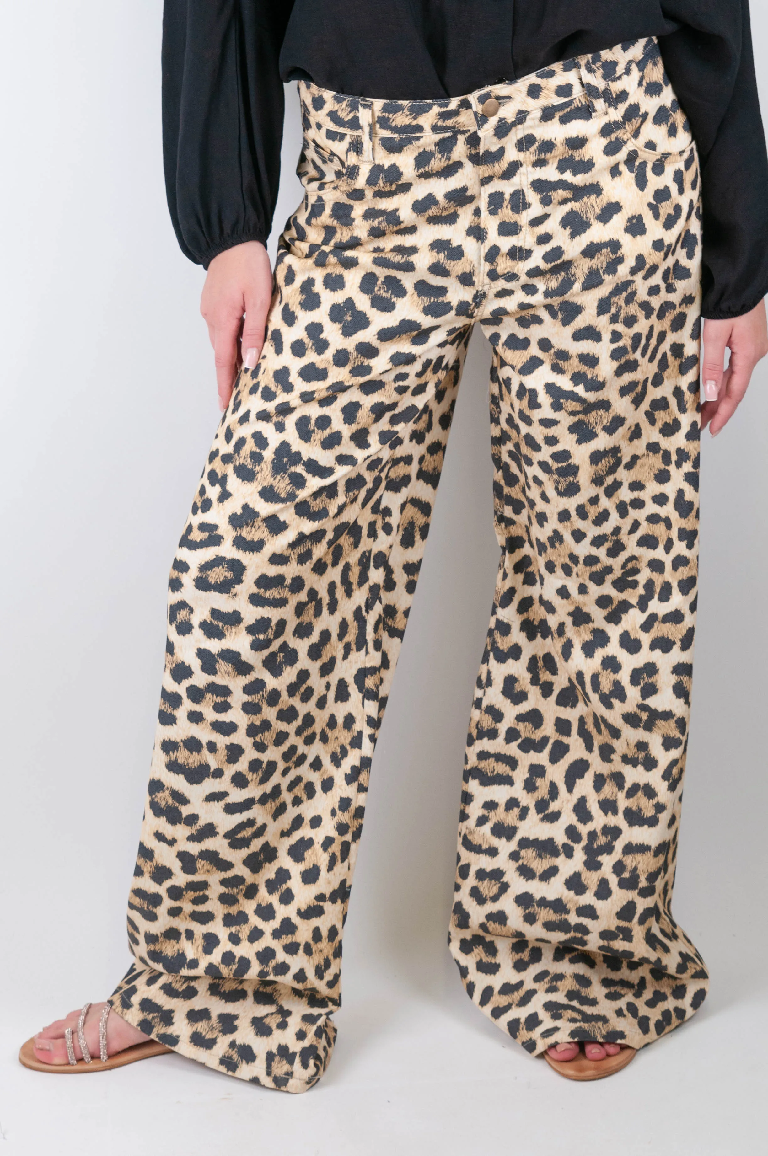 Tensione in - Pantalone palazzo fantasia animalier