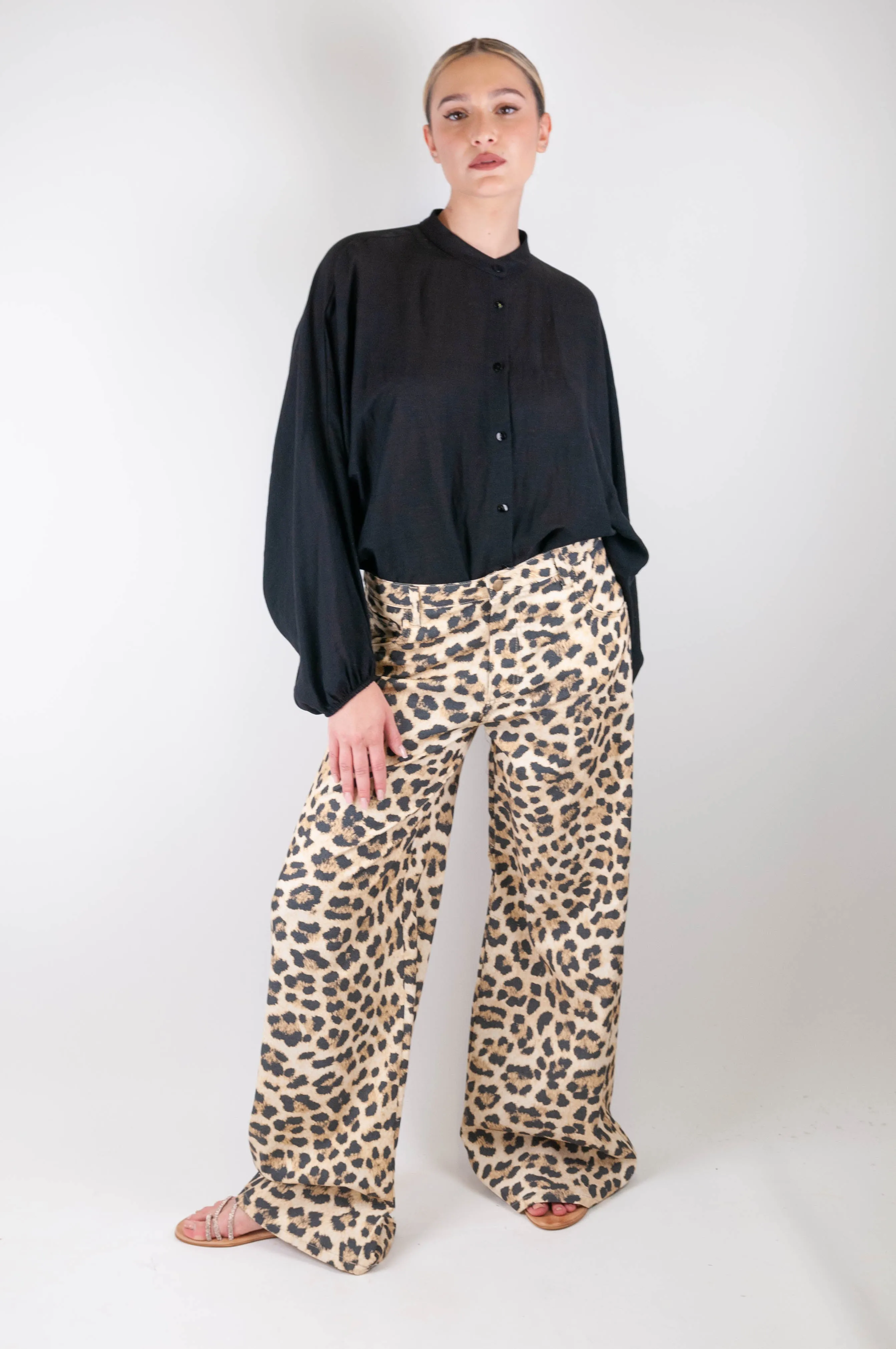 Tensione in - Pantalone palazzo fantasia animalier