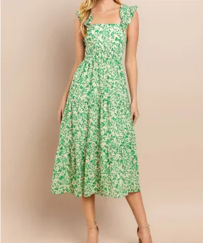 Tiered Midi Dress - Green