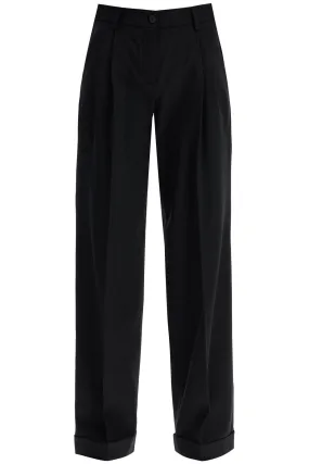 twill wide-leg trousers in pal 103701 A1XX NERO LIMOUSINE